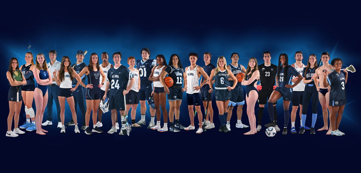 2024_Canvas_24Athletes_Final_Approved_0730-copy Villanova athletes pose for a photo.